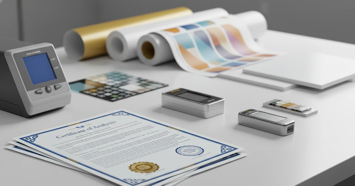 How-To: certificate of analysis aqueous coating printing — A certificate of analysis for aqueous coating verifies thickness (±0