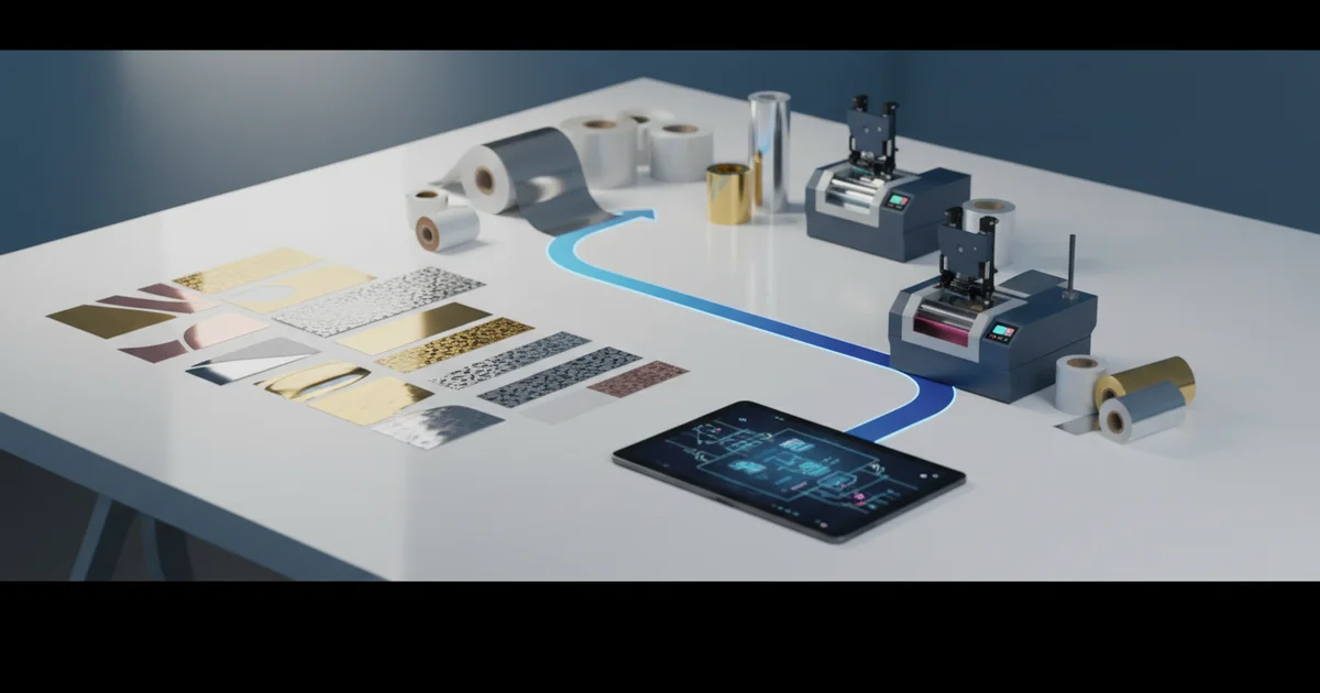 Guide: foil label printing — Hybrid foil label printing blends hot stamping ($650 die cost) for runs over 2