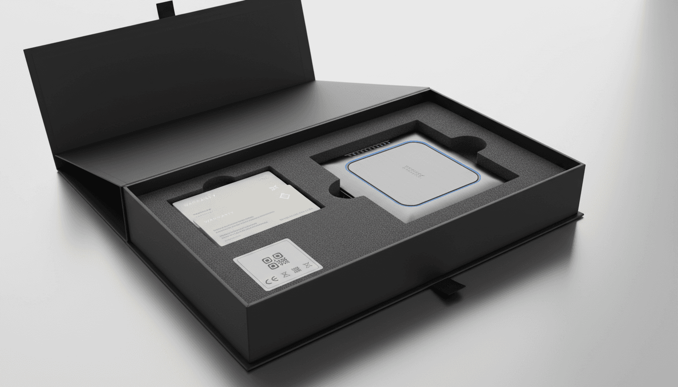 Premium electronics packaging with rigid box and custom insert