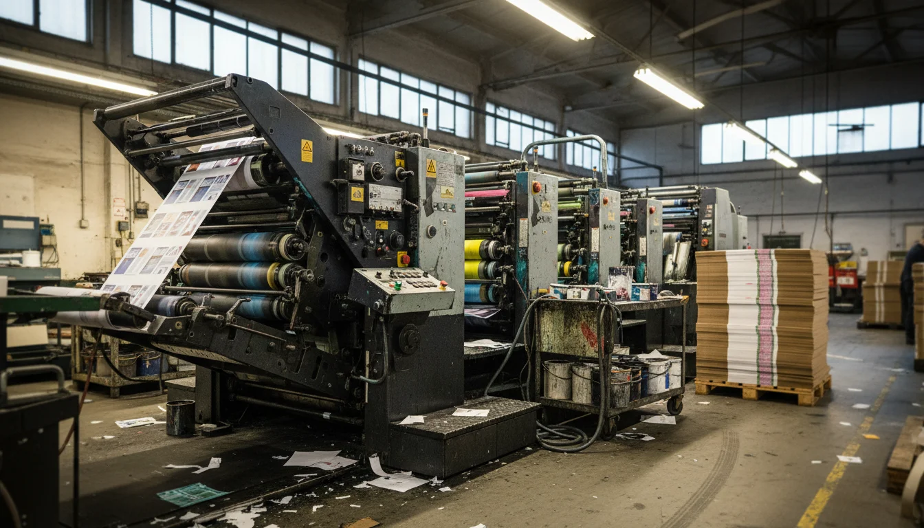 Heidelberg offset printing press producing custom packaging at JinXinCai factory