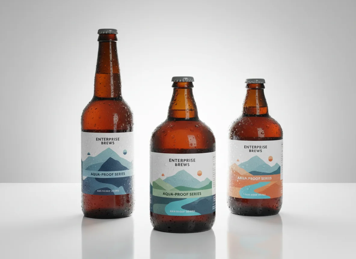 Waterproof beverage labels demonstrating cold-chain durability