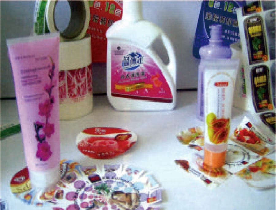 Specialty material labels for consumer products