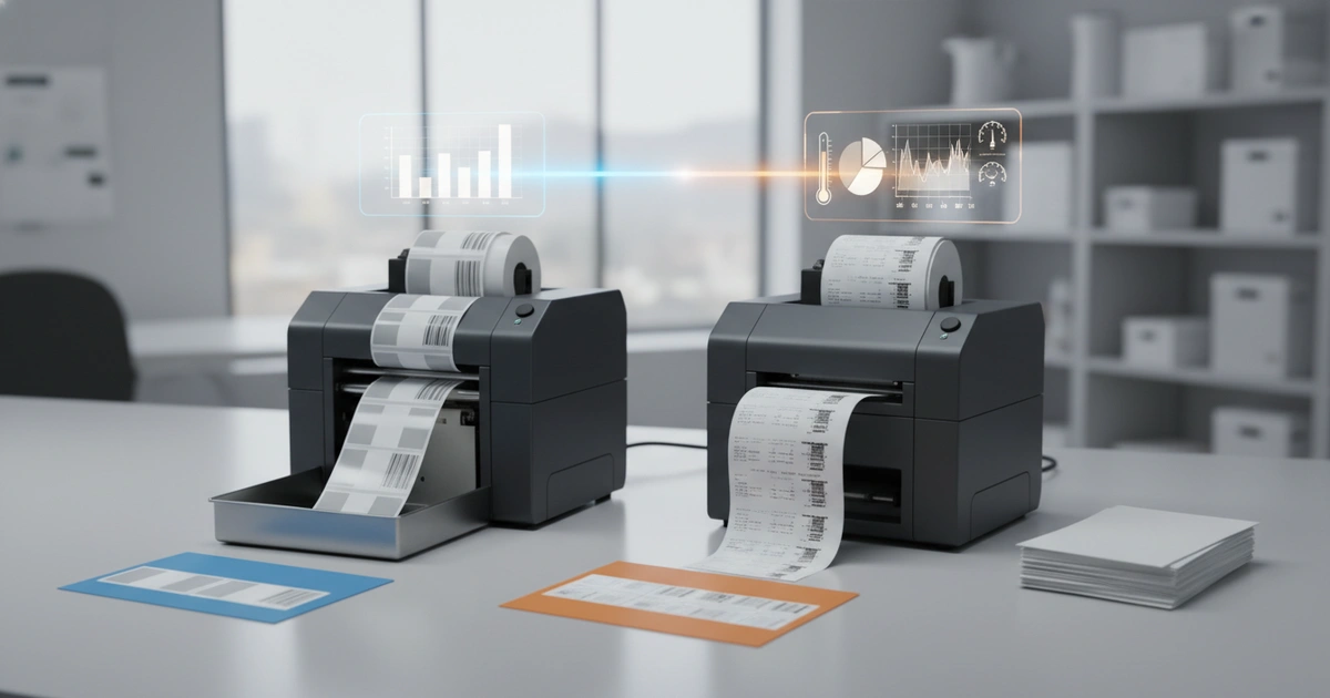 Comparison: label printer vs thermal printer — Label printer vs thermal printer: Breakeven at 50,000-75,000 labels annually